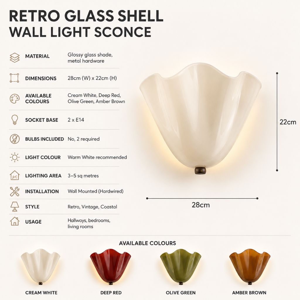 Retro Glass Shell Wall Light Sconce - Tegulane Global