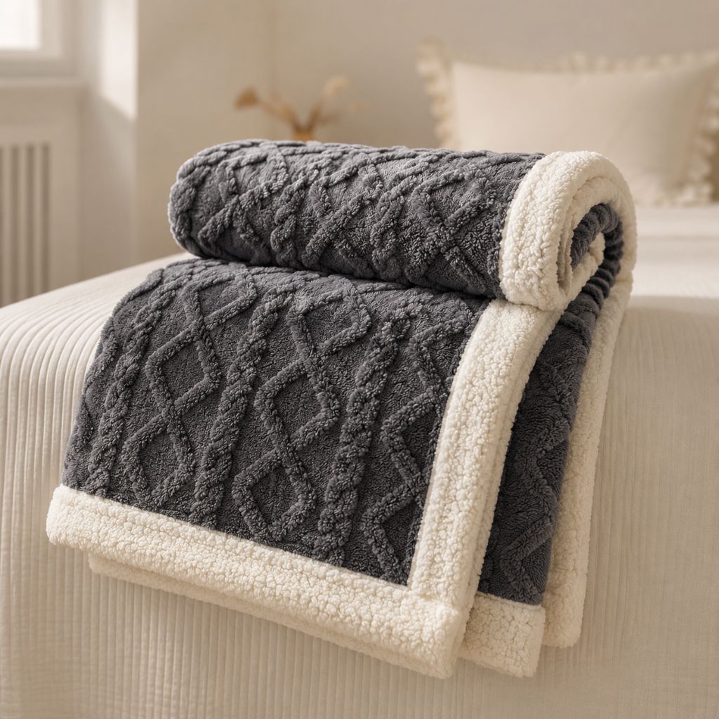 Reversible Sherpa Fleece Blanket – Soft & Warm Throw - Tegulane Global