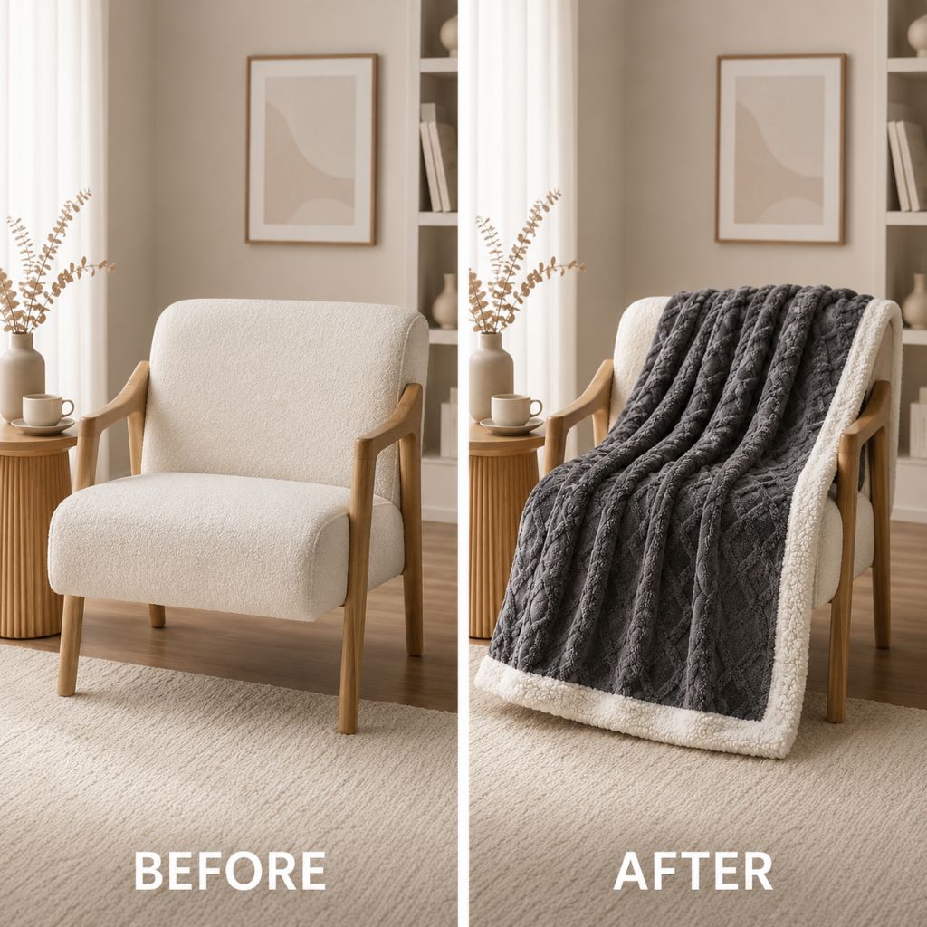 Reversible Sherpa Fleece Blanket – Soft & Warm Throw - Tegulane Global