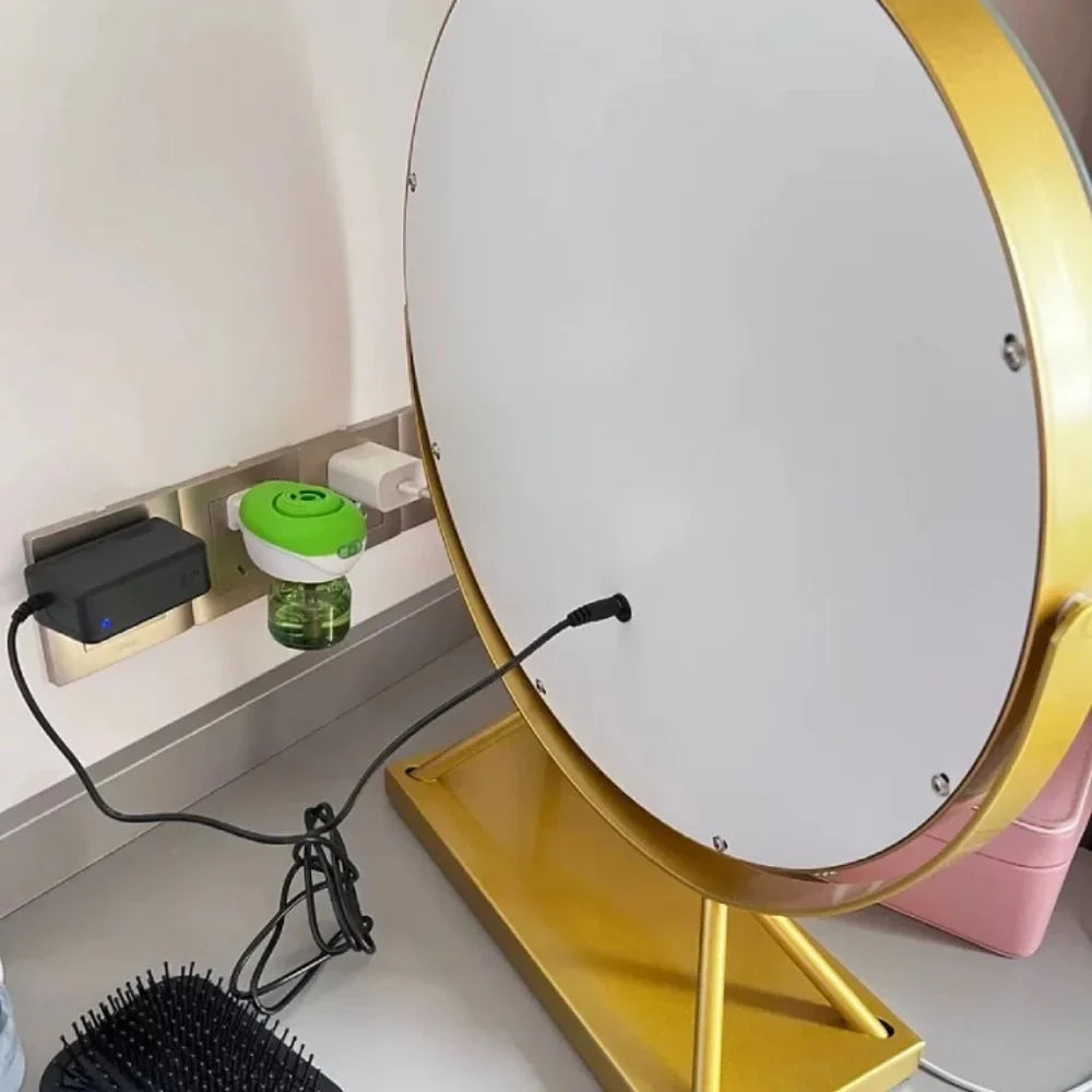 Round Lighted Vanity Tabletop Makeup Mirror LED Dimmable 15x Magnifying - Tegulane Global