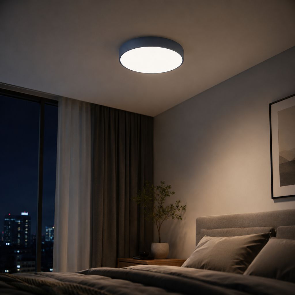 Round Slim Semi Flush Ceiling Light Fixture For Living Room - Tegulane Global