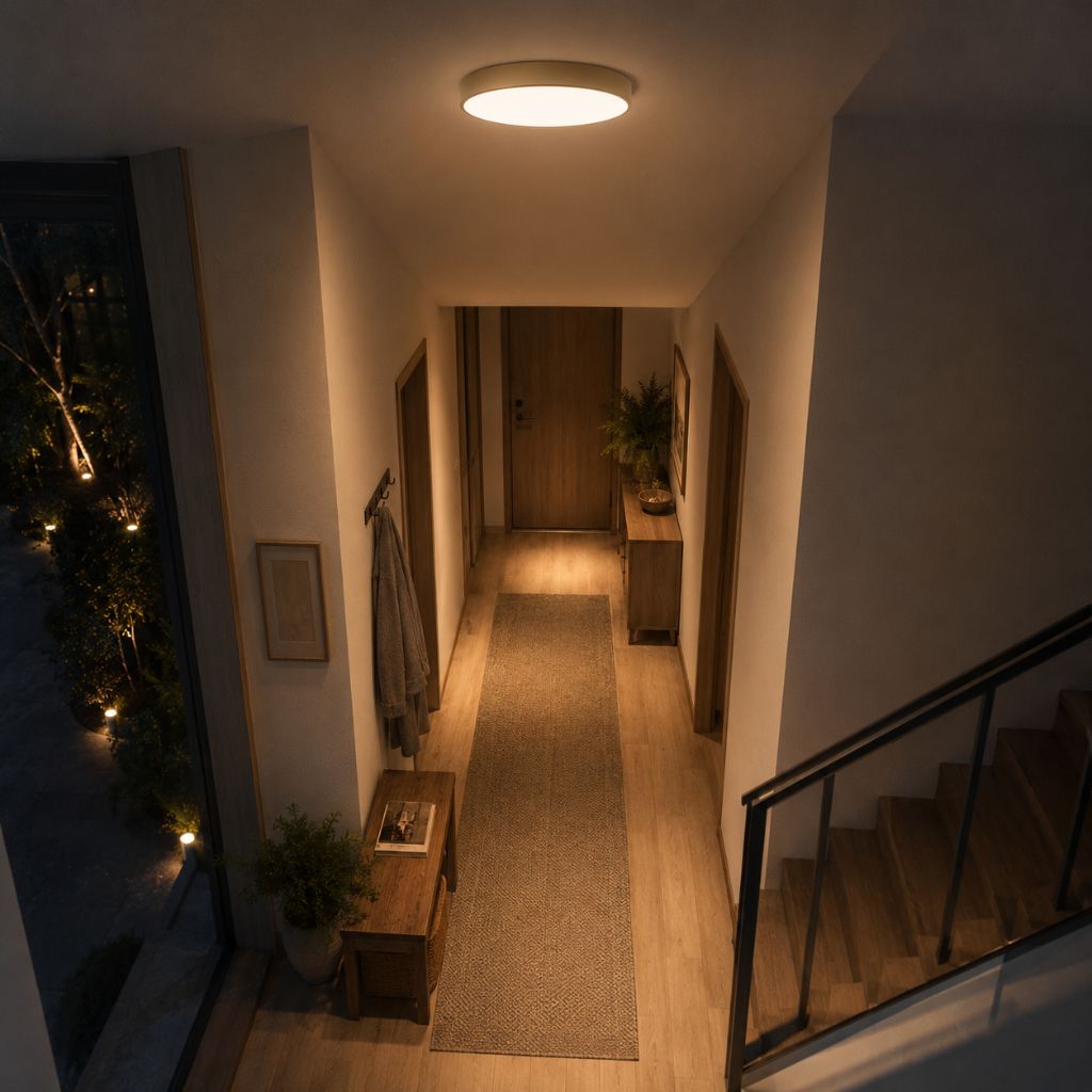 Round Slim Semi Flush Ceiling Light Fixture For Living Room - Tegulane Global