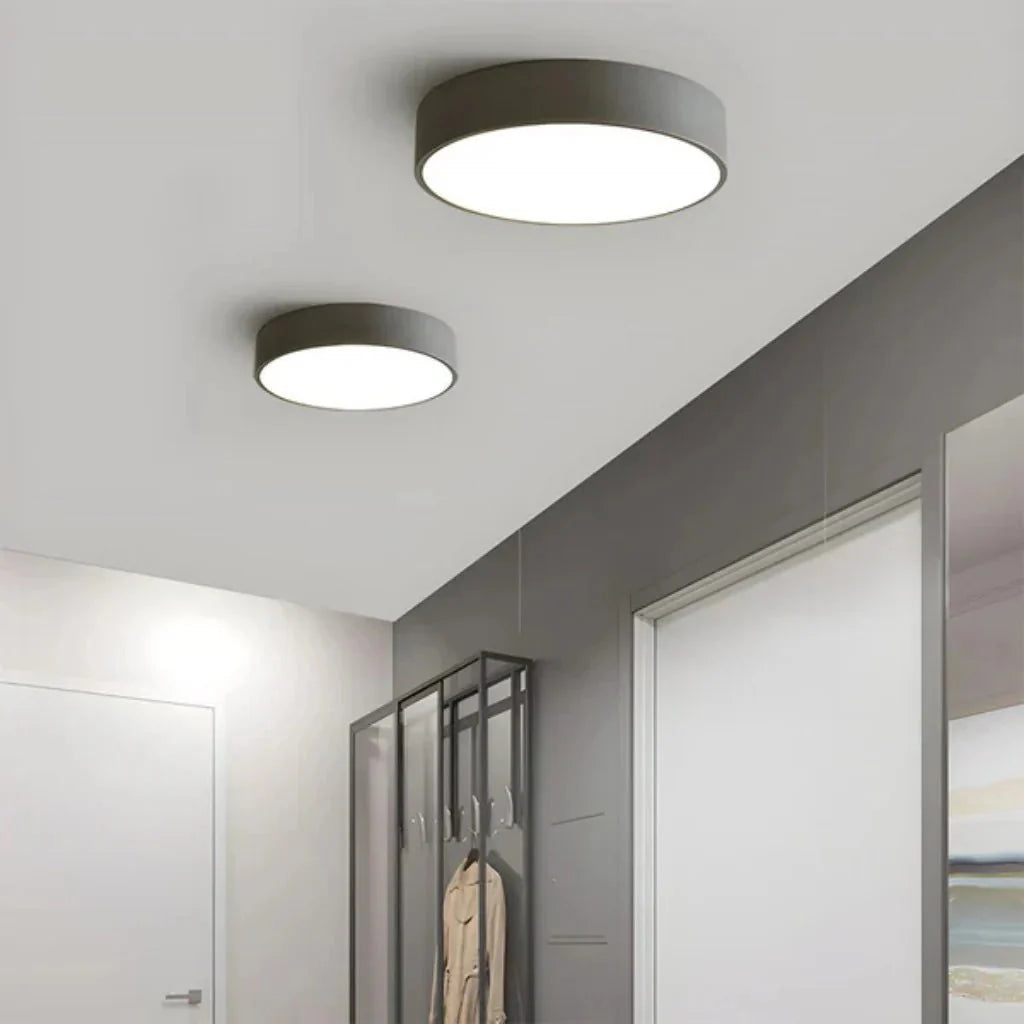 Round Slim Semi Flush Ceiling Light Fixture For Living Room - Tegulane Global