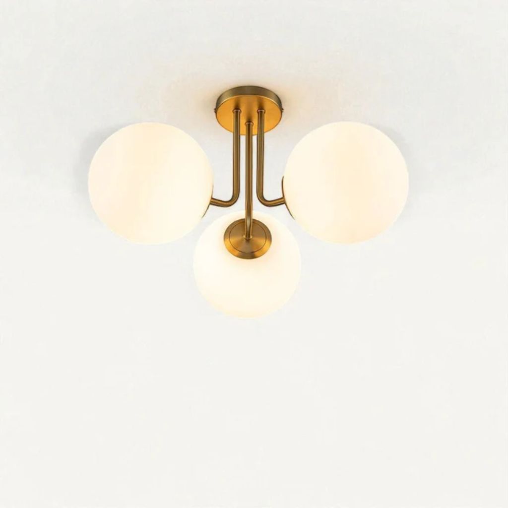 Semi Flush Mount Chandelier with Frosted Glass Globes - Tegulane Global