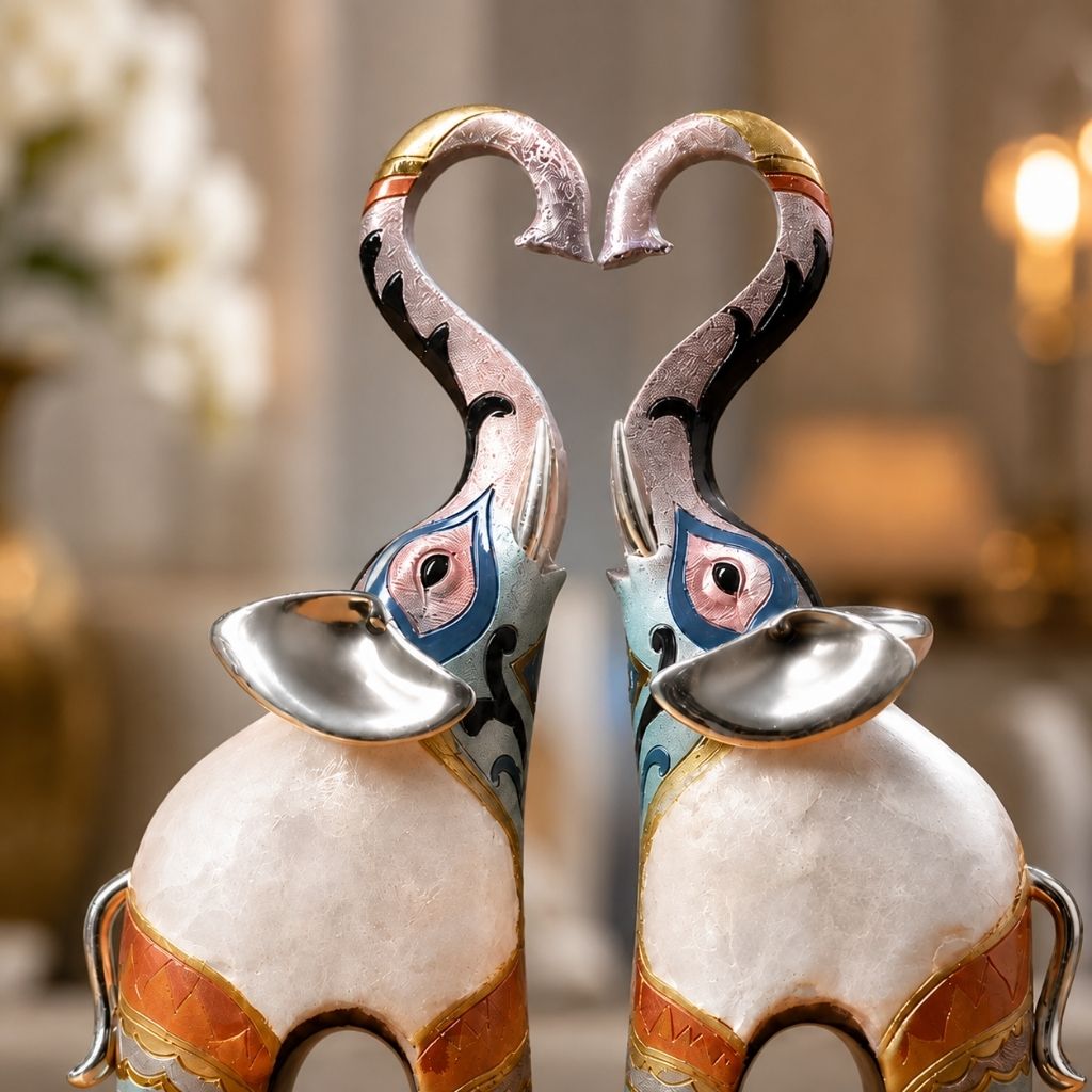 Set of 2 Resin Elephant Figurines - Tegulane Global