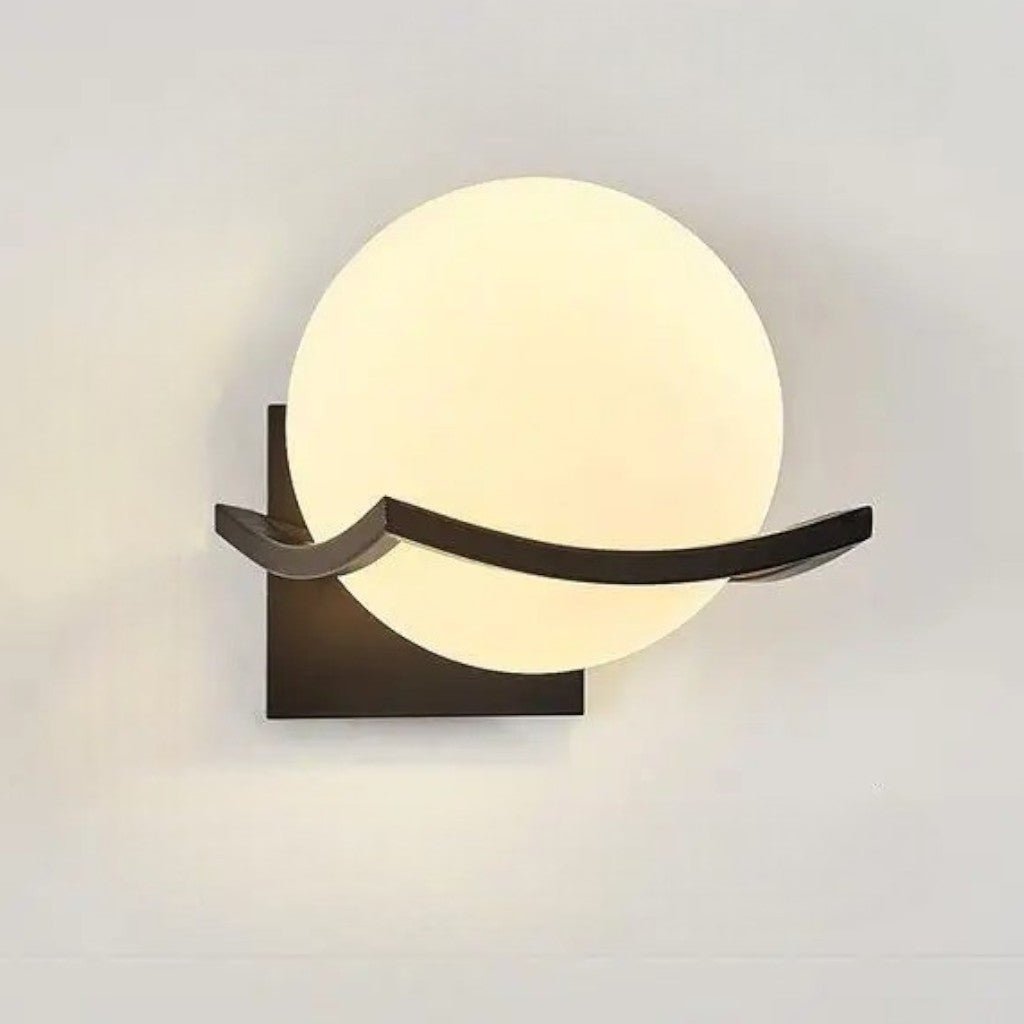 Sirius Glass Globe Wall Sconce with Black Finish