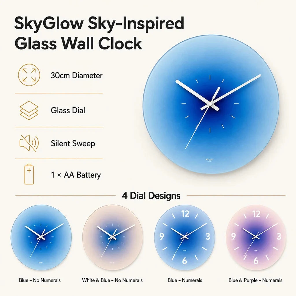 SkyGlow Sky-Inspired Glass Wall Clock - Tegulane Global