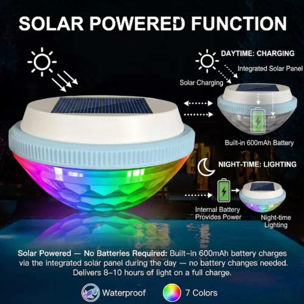 Solar Floating Pool Light RGB IP65 Waterproof Colour Changing Lamp - Tegulane Global