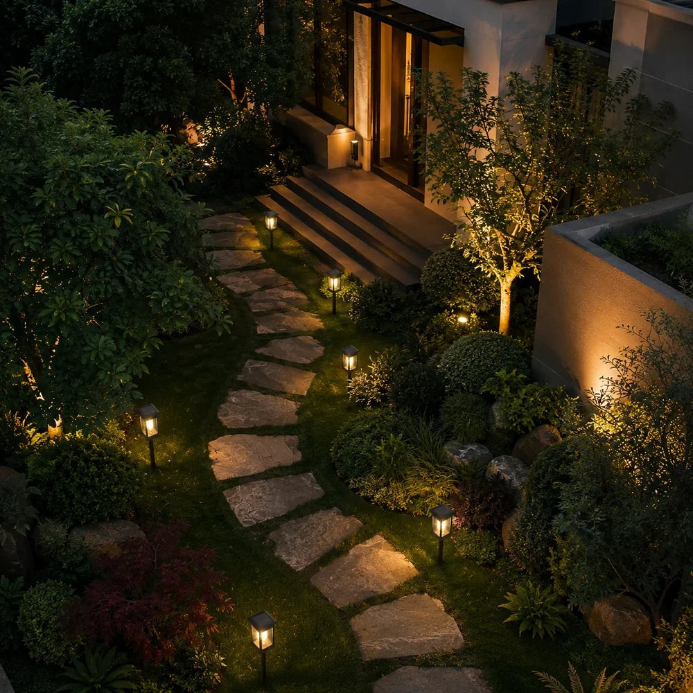 Solar Garden Pathway Post Light Weather-Resistant Set - Tegulane Global