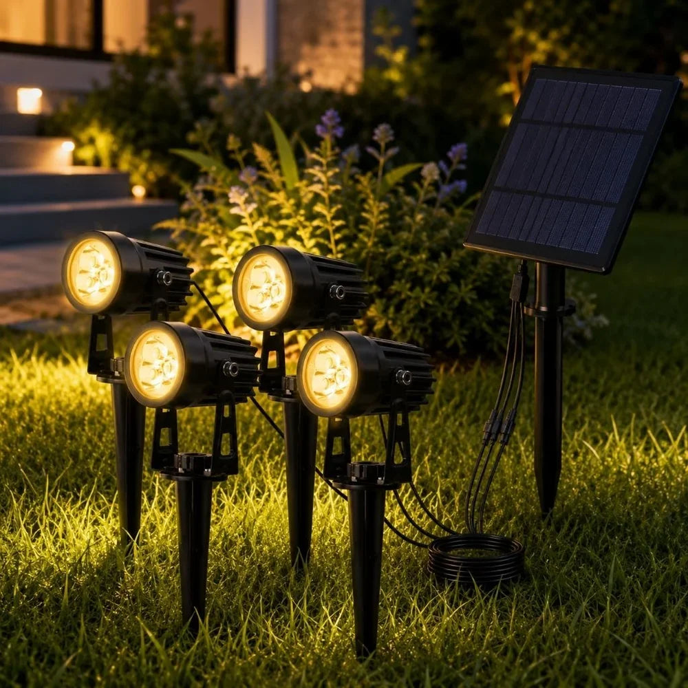 Solar Garden Spotlights - 4-Pack IP65 Waterproof LED Light