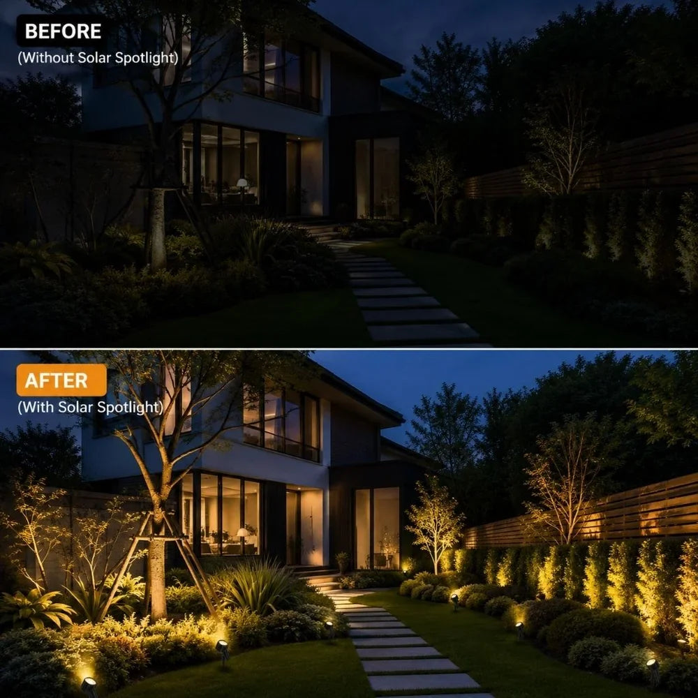 Solar Garden Spotlights - 4-Pack IP65 Waterproof LED Light - Tegulane Global