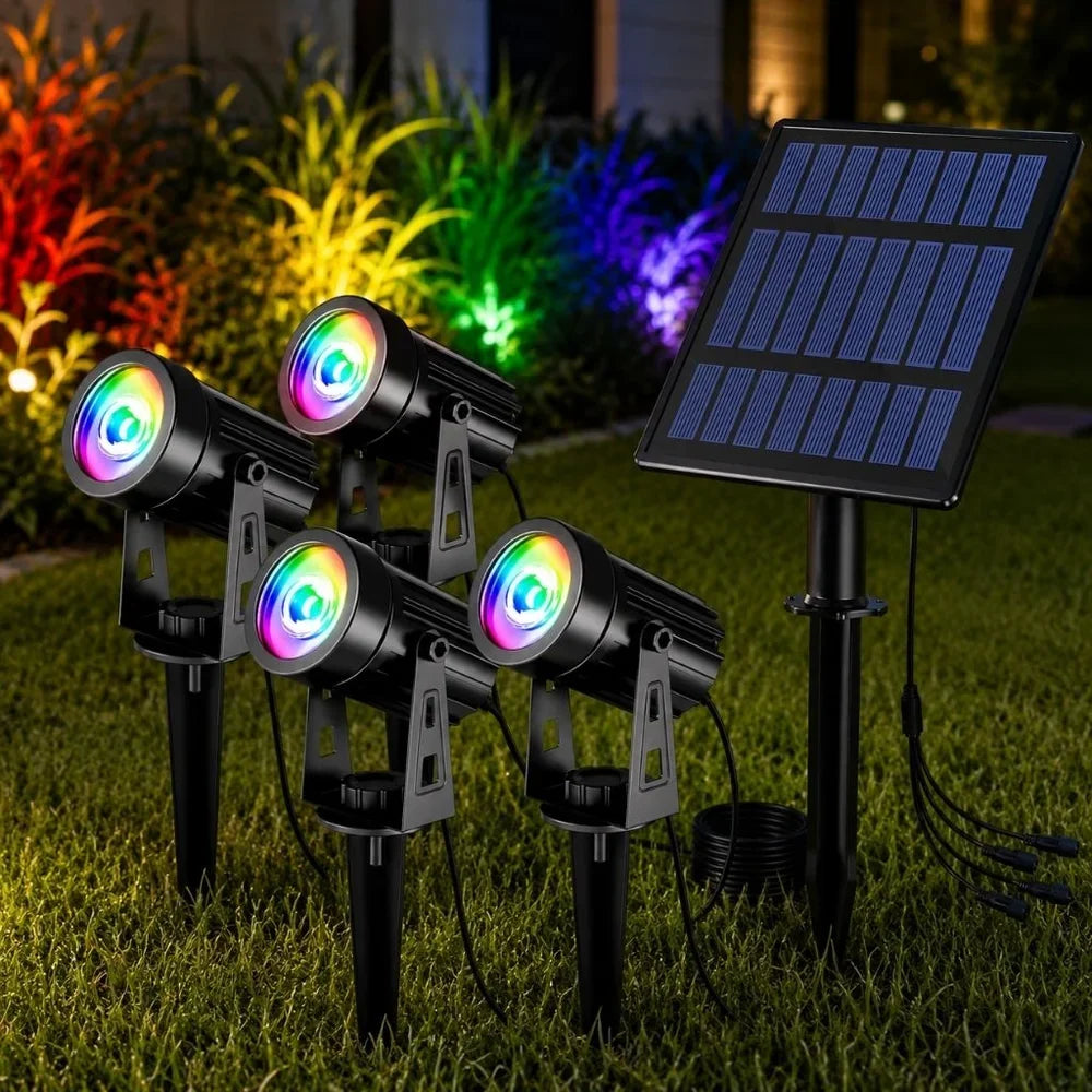 Solar Garden Spotlights - 4-Pack IP65 Waterproof LED Light - Tegulane Global