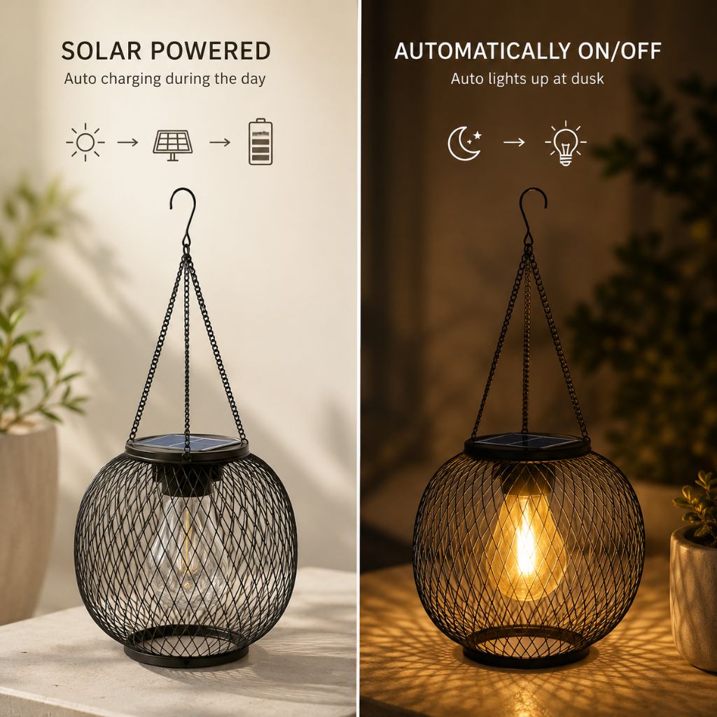 Solar Hanging Lantern Outdoor IP65 Waterproof Auto Sensor - Tegulane Global