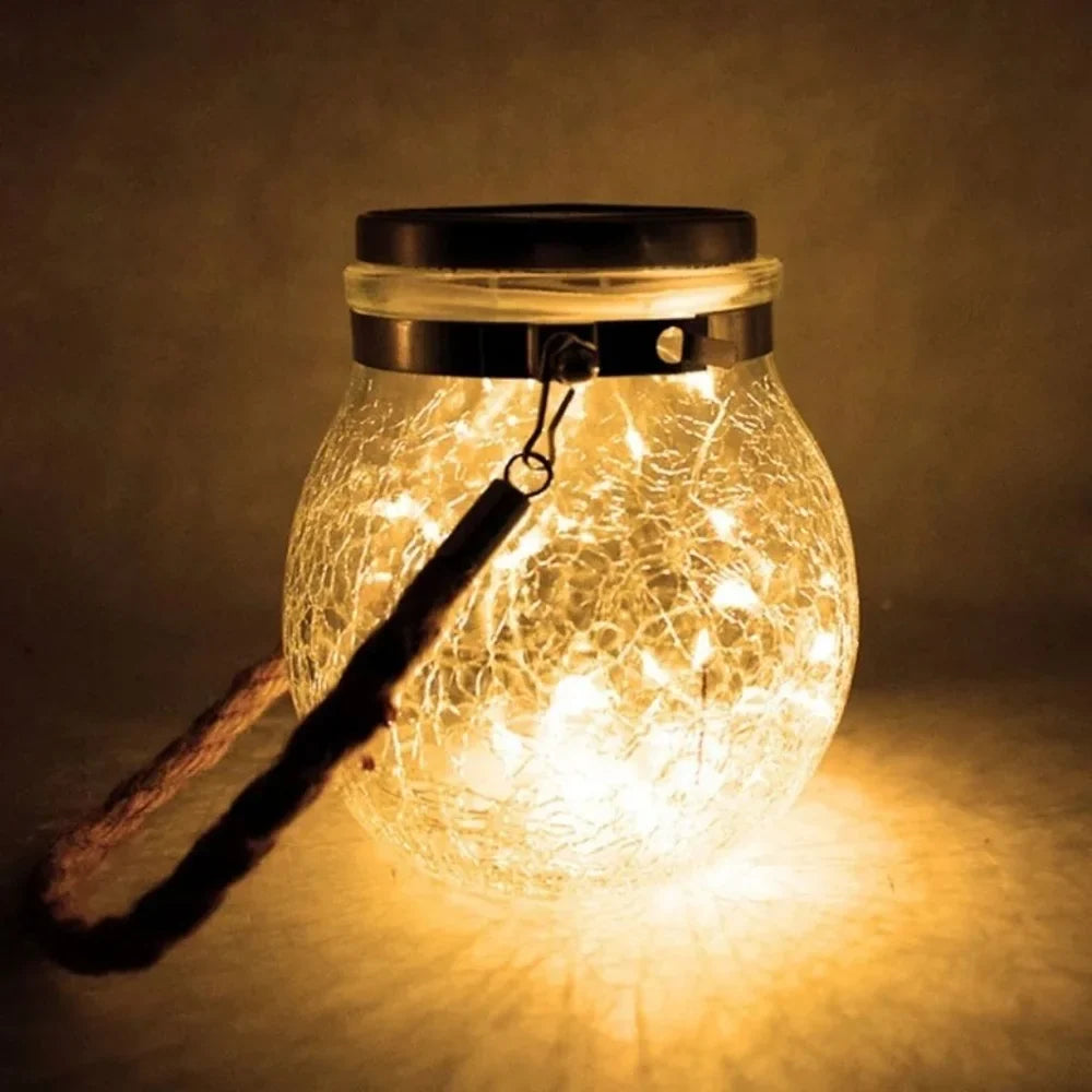 Solar Outdoor Hanging Lamp IP65 Waterproof Cracked Glass Jar - Tegulane Global
