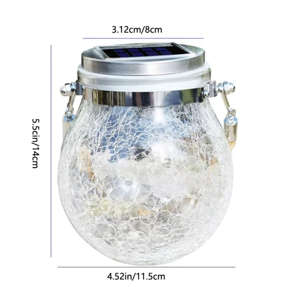 Solar Outdoor Hanging Lamp IP65 Waterproof Cracked Glass Jar - Tegulane Global