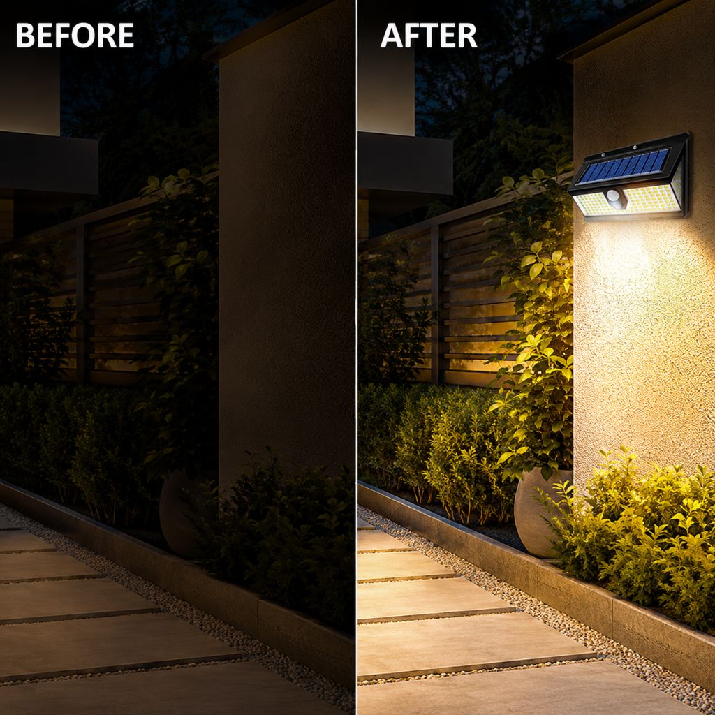 Solar Outdoor Wall Light LED PIR Motion Sensor IP65 - Tegulane Global