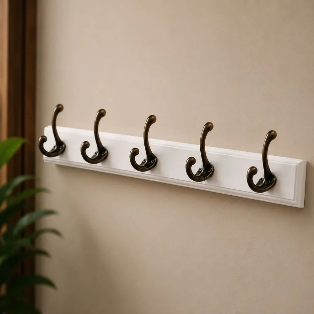 Solid Wood Wall Coats & Hats Rack with Hooks | Hallway Storage - Tegulane Global