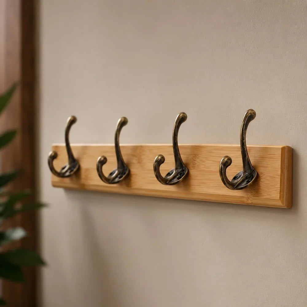Solid Wood Wall Coats & Hats Rack with Hooks | Hallway Storage - Tegulane Global