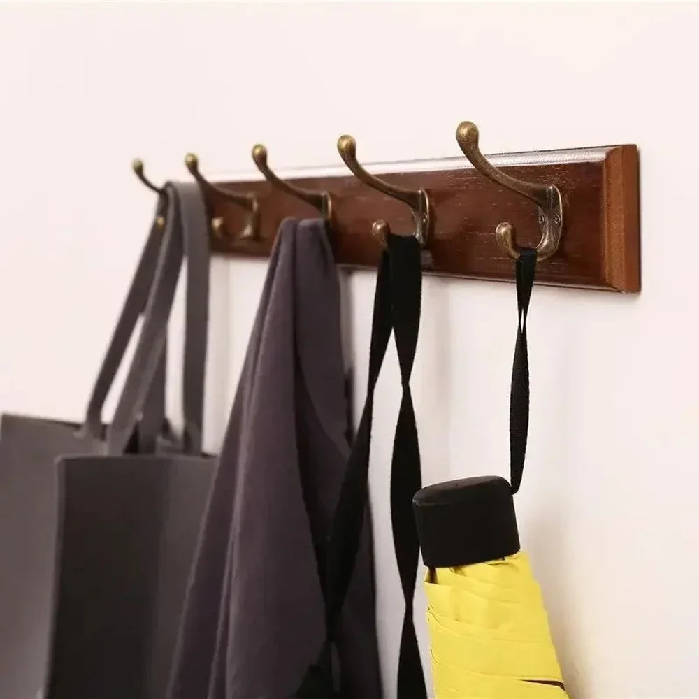 Solid Wood Wall Coats & Hats Rack with Hooks | Hallway Storage - Tegulane Global