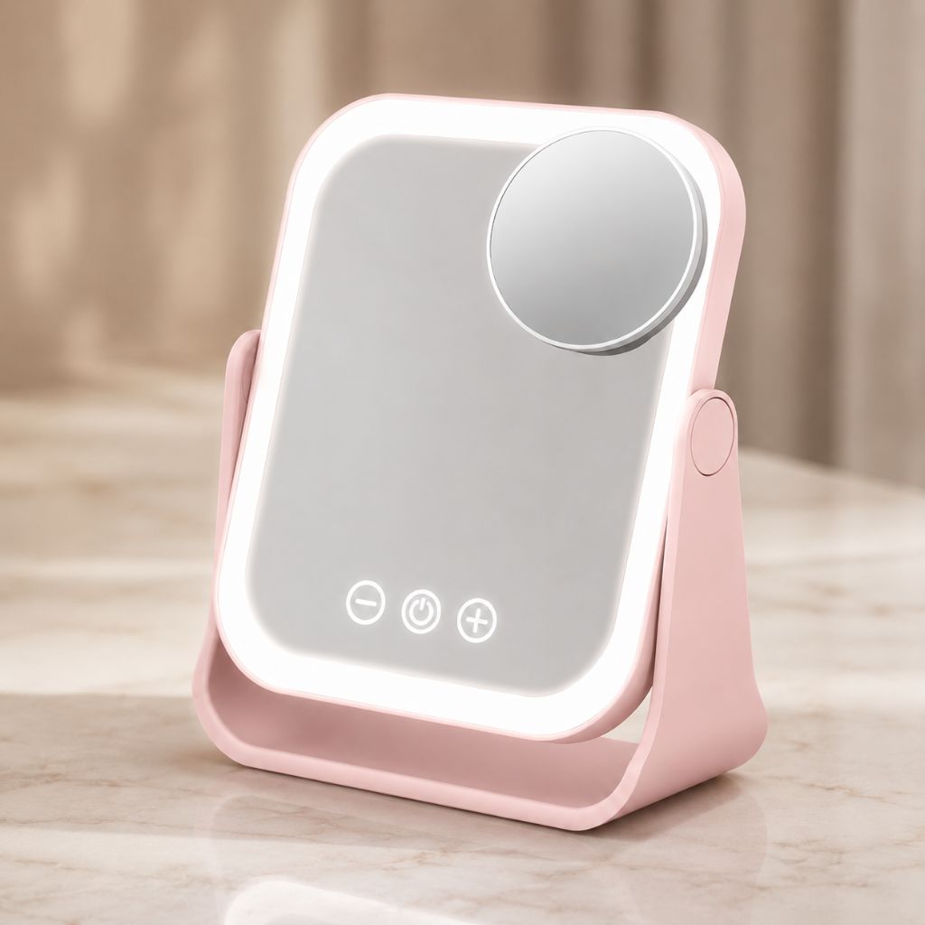 Square LED Makeup Mirror Portable Flip Rechargeable Touch Dimming - Tegulane Global