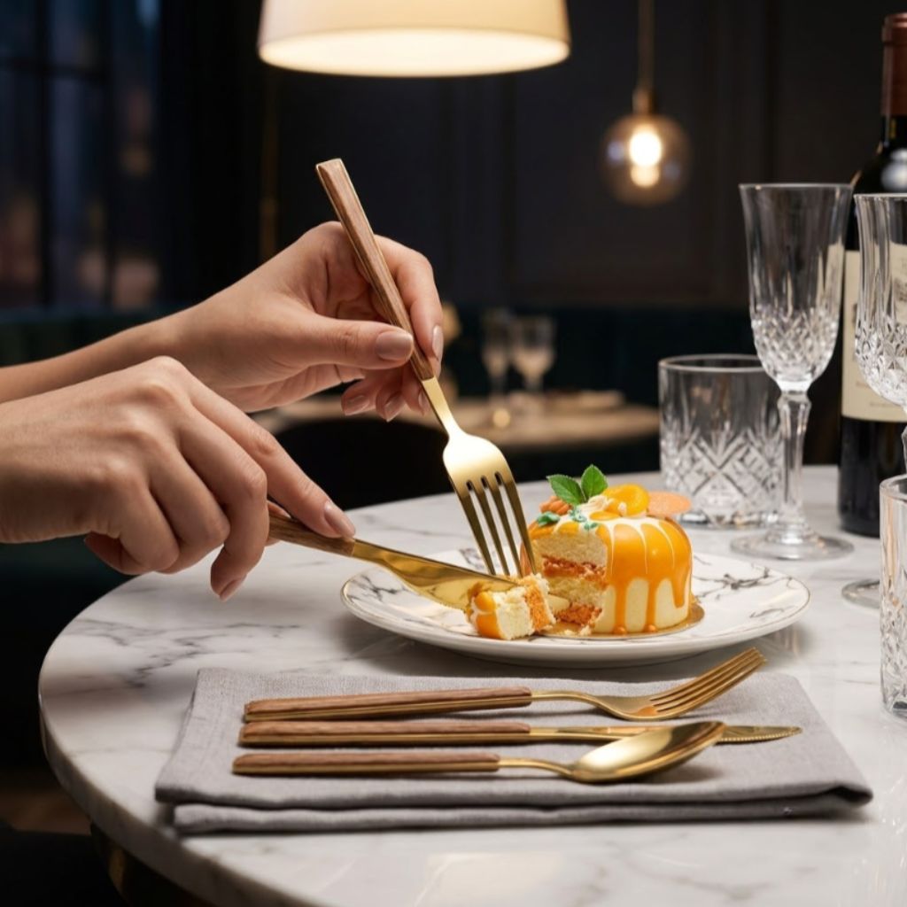 Stainless Steel Cutlery Set with Wood Handle - Tegulane Global