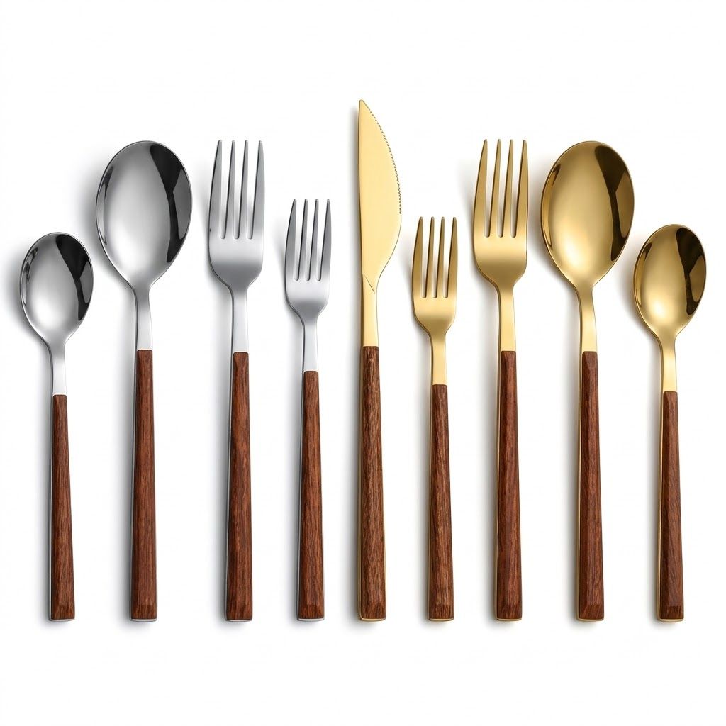 Stainless Steel Cutlery Set with Wood Handle - Tegulane Global
