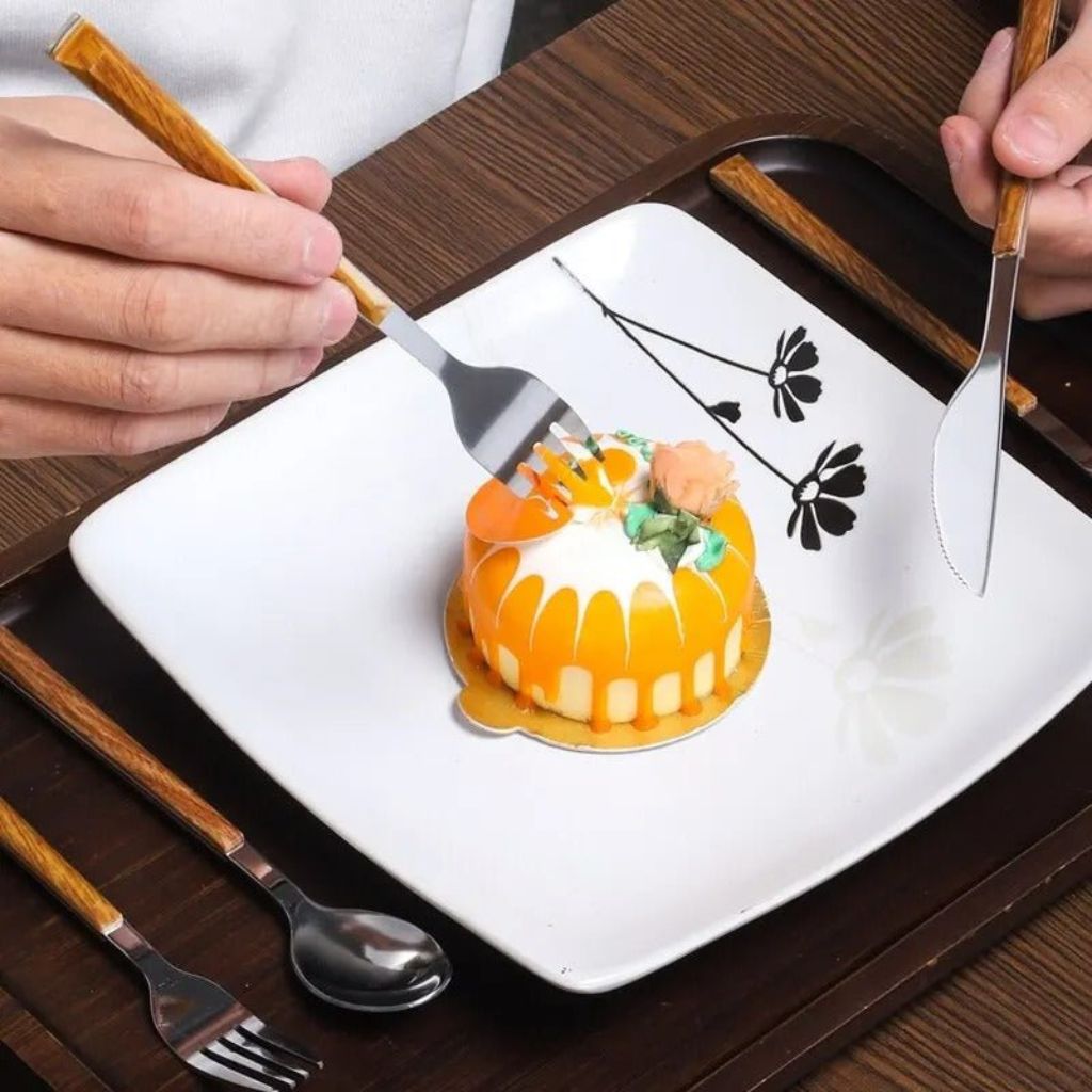 Stainless Steel Cutlery Set with Wood Handle - Tegulane Global