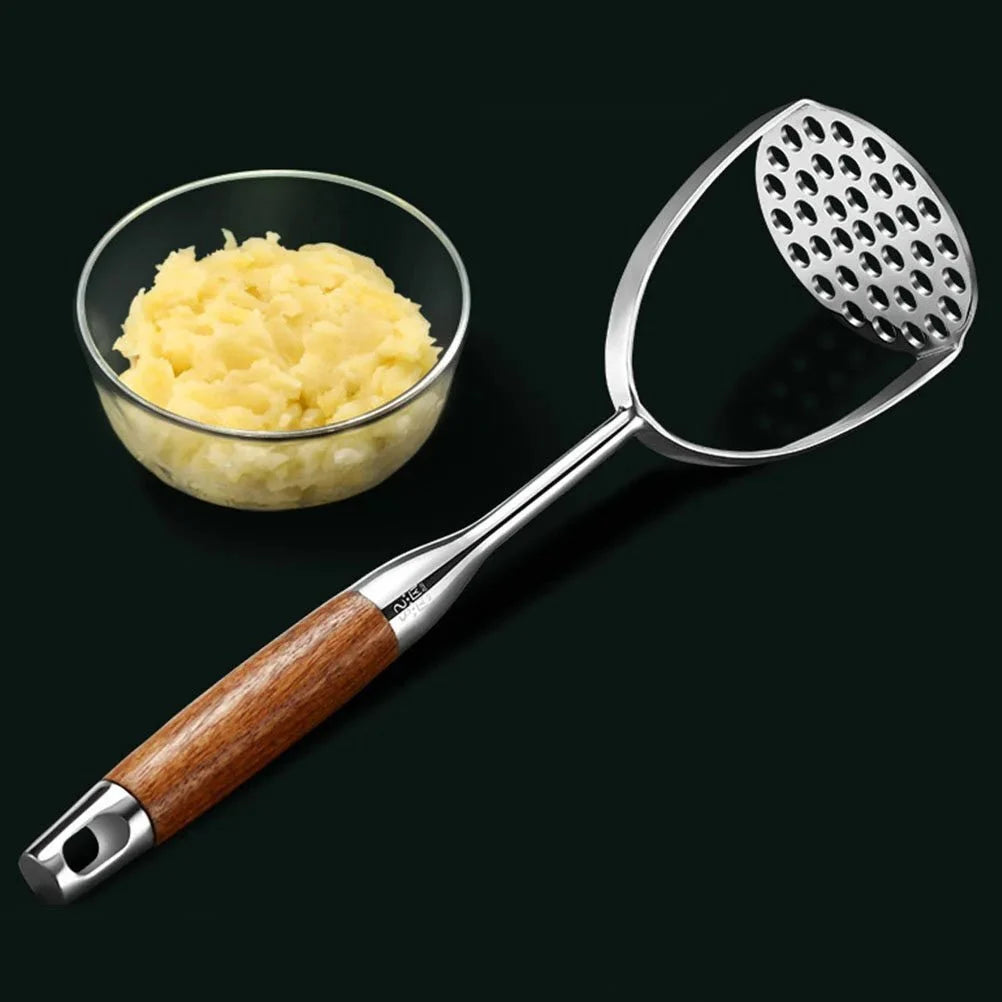 Stainless Steel Potato Masher with Wooden Handles - Tegulane Global