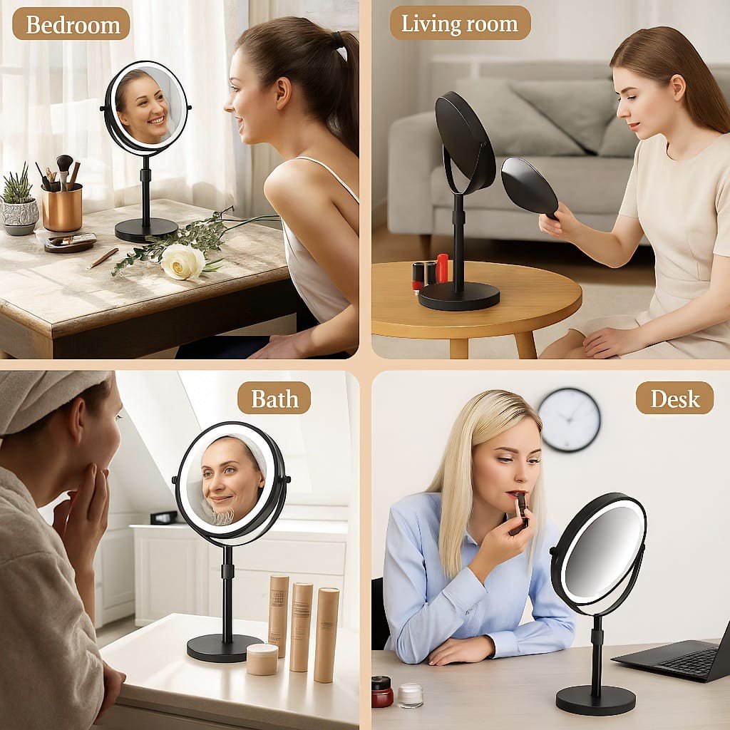 Standing LED Makeup Mirror for Bathroom - Tegulane Global
