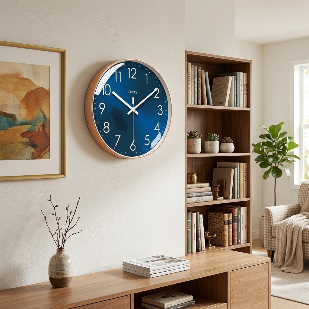 Stellar Blue Silent Quartz Modern Wall Clock - Tegulane Global