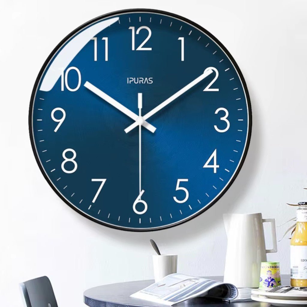 Stellar Blue Silent Quartz Modern Wall Clock - Tegulane Global