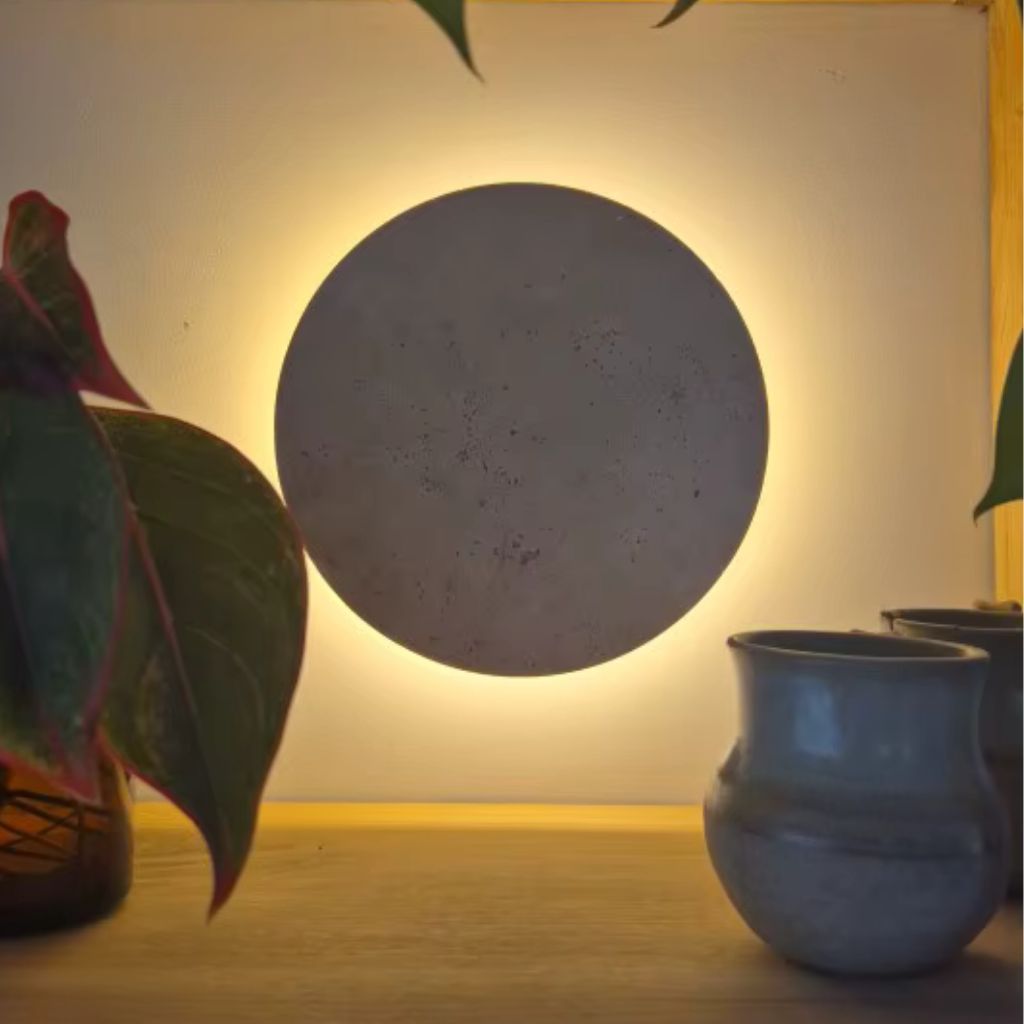 Stone-Inspired Round Wall Lamp - Tegulane Global