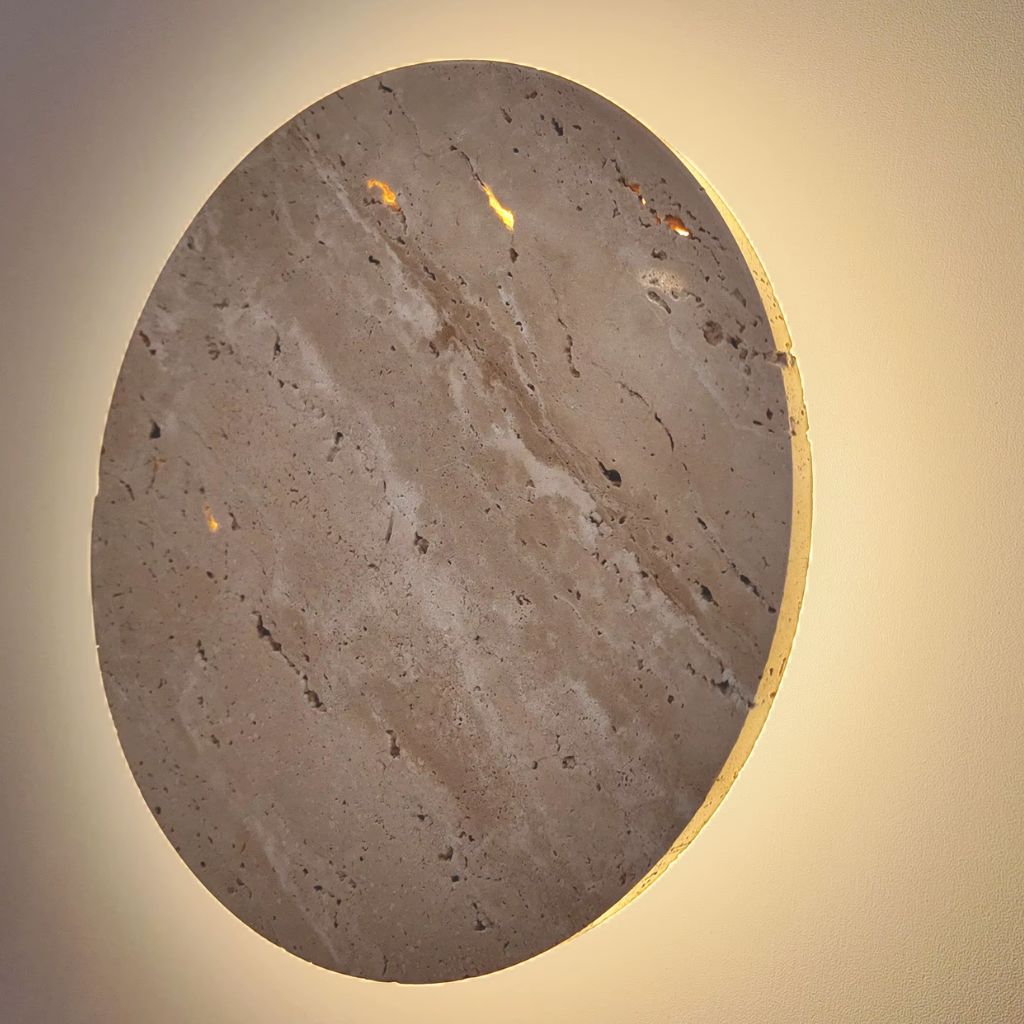 Stone-Inspired Round Wall Lamp - Tegulane Global