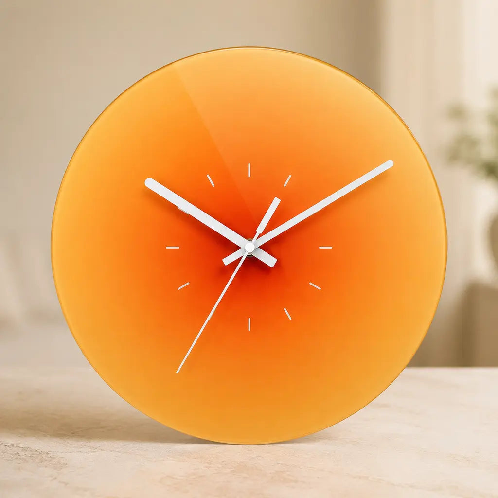 SunAura Sunset-Inspired Glass Wall Clock - Tegulane Global