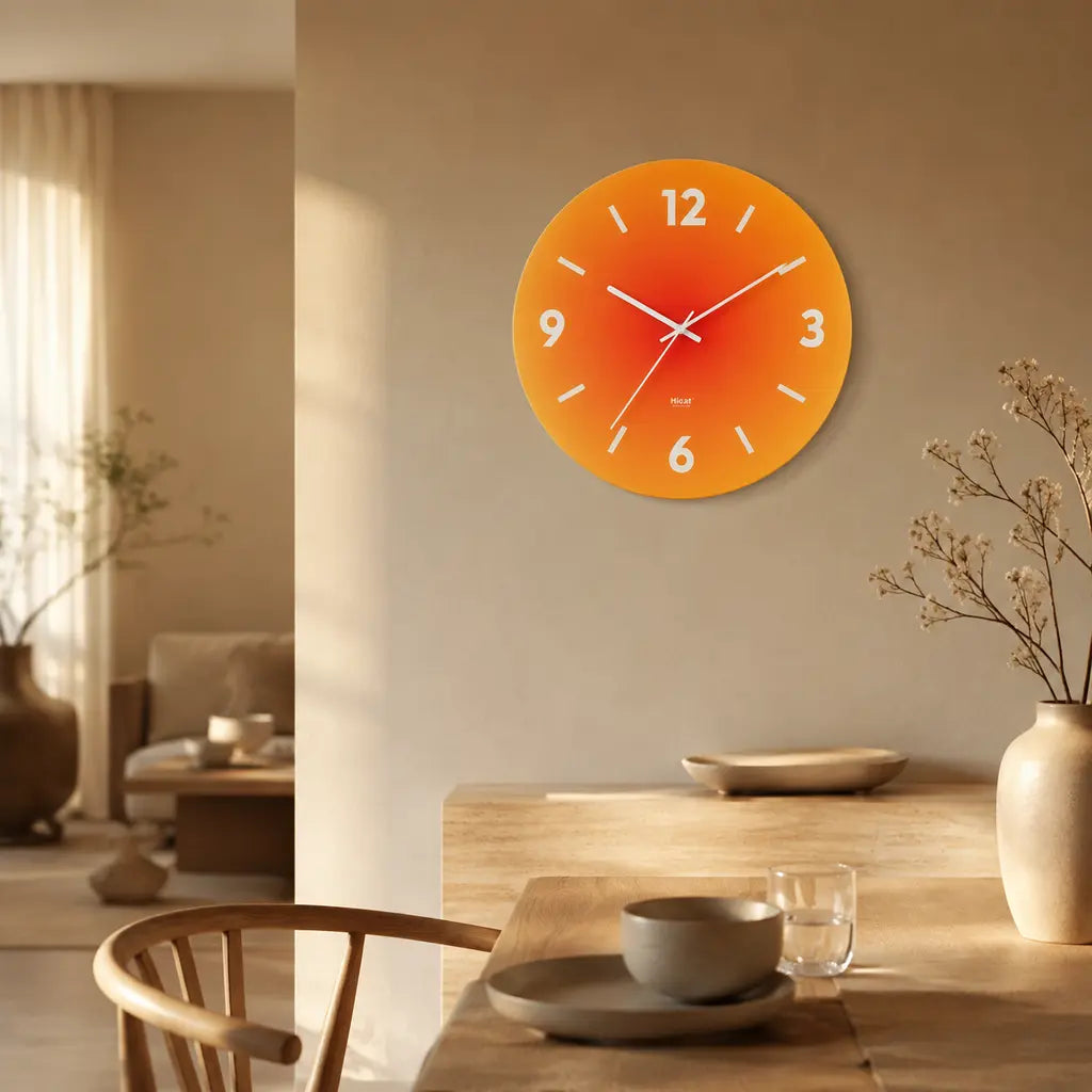 SunAura Sunset-Inspired Glass Wall Clock - Tegulane Global