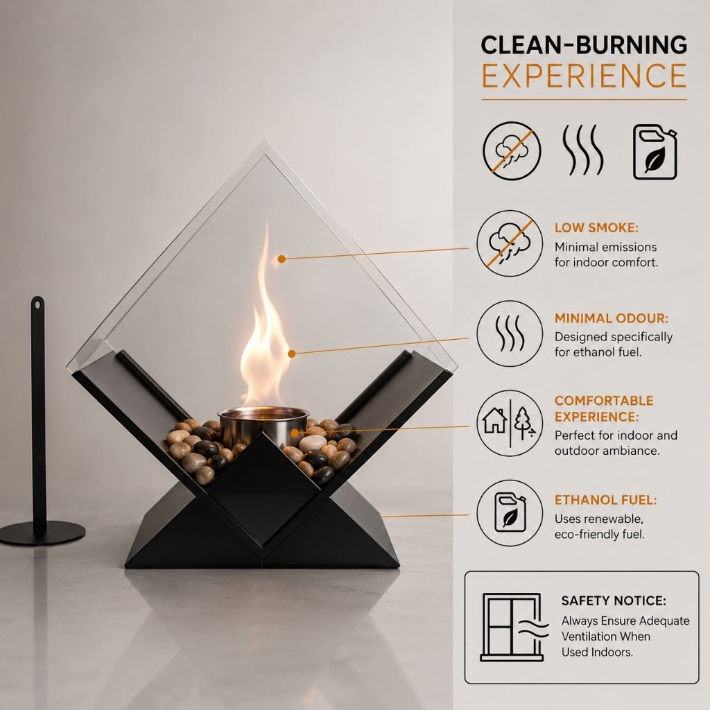 Tabletop Fire Pit Smoke-Free Nordic Glass - Tegulane Global