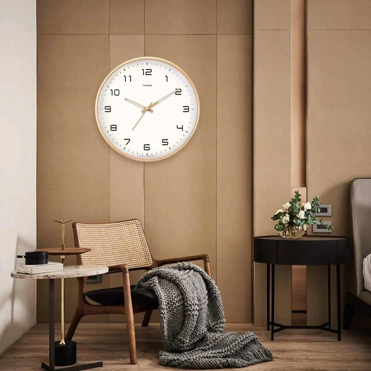 TimelessWood - Solid Wood Analog Wall Clock with Minimalist Design - Tegulane Global