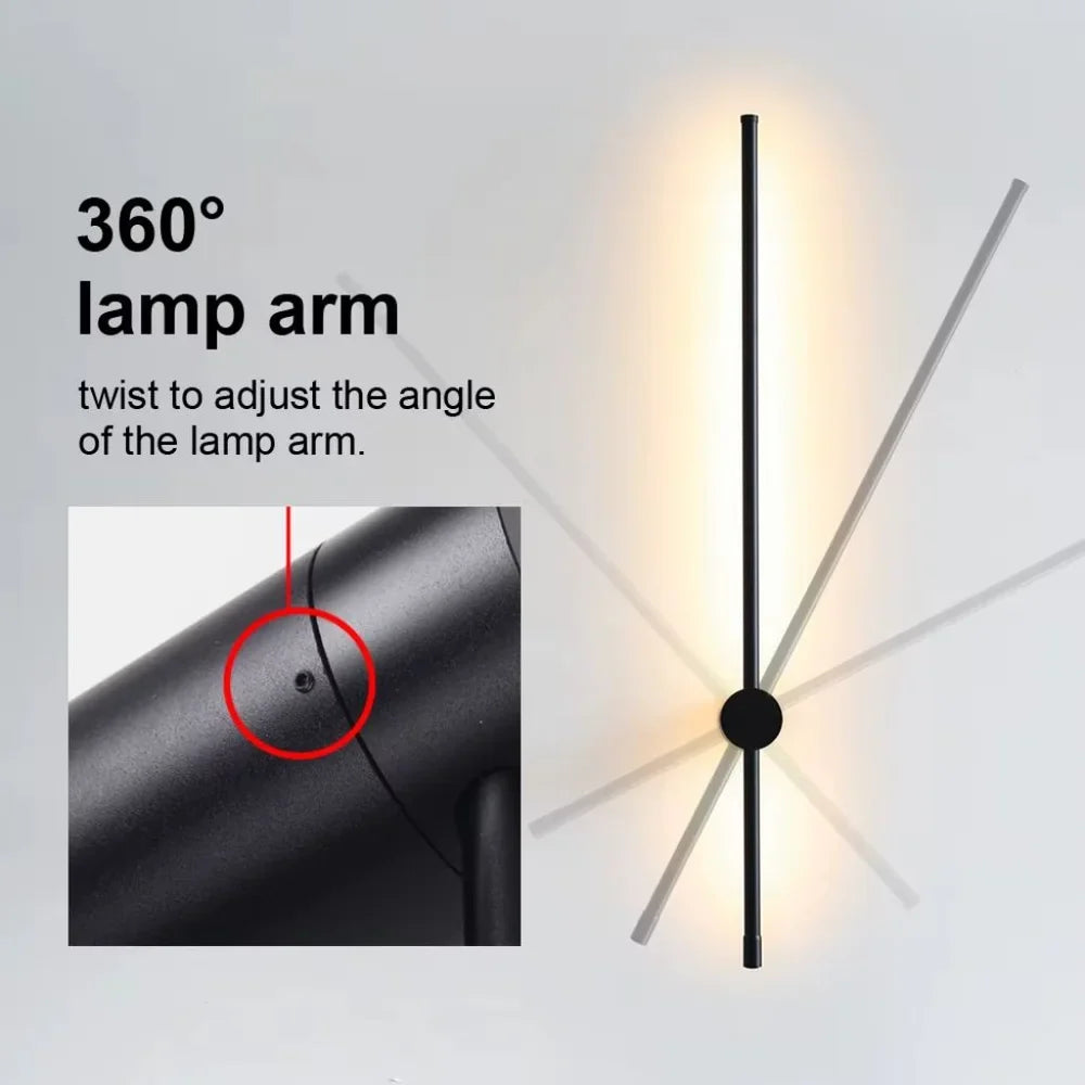 Touch Dimming LED Wall Sconce Black Aluminium 360 Arm - Tegulane Global