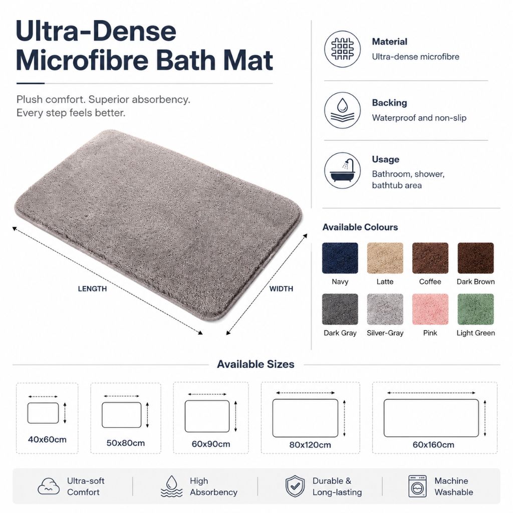 Ultra-Soft Absorbent Shower Mat - Tegulane Global