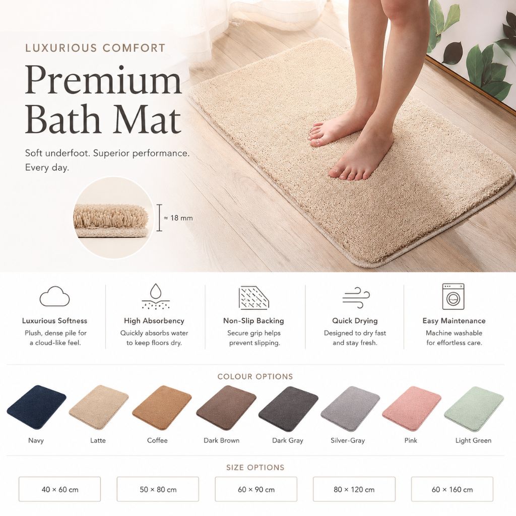 Ultra-Soft Absorbent Shower Mat - Tegulane Global