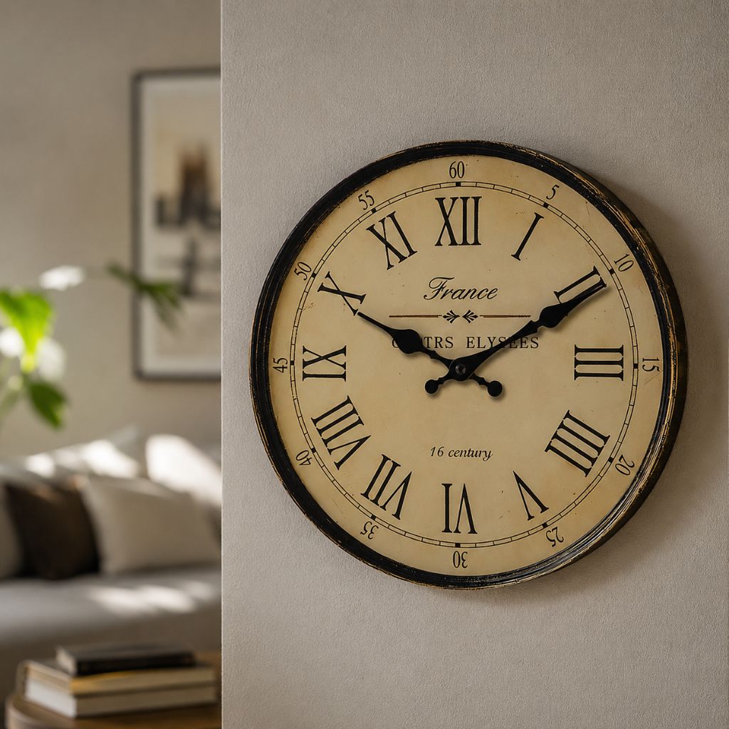Wall Clock Classic French Design - Silent Quartz Movement - Tegulane Global