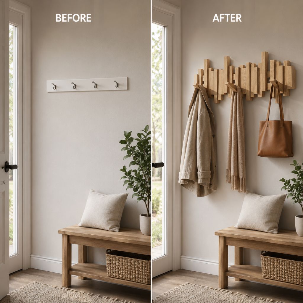 Wall-Mounted Coat Rack | Premium Wood Wall Hooks - Tegulane Global