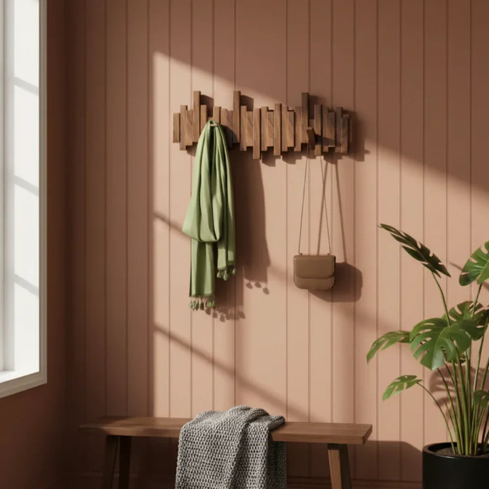 Wall-Mounted Coat Rack | Premium Wood Wall Hooks - Tegulane Global