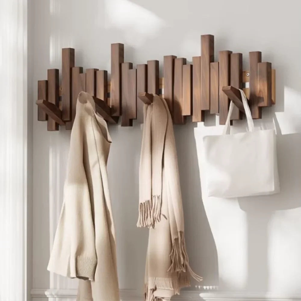 Wall-Mounted Coat Rack | Premium Wood Wall Hooks - Tegulane Global