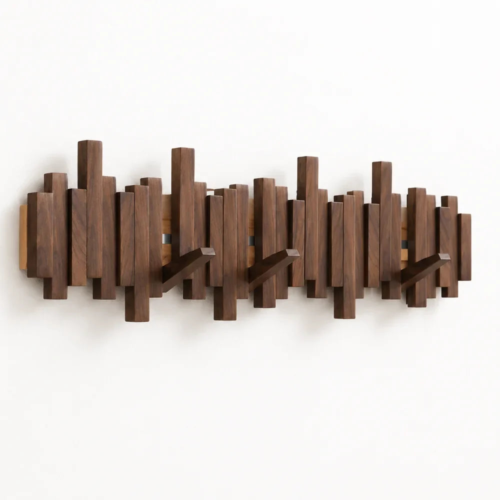 Wall-Mounted Coat Rack | Premium Wood Wall Hooks - Tegulane Global
