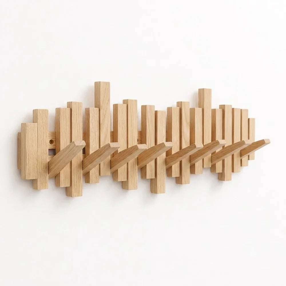Wall-Mounted Coat Rack | Premium Wood Wall Hooks - Tegulane Global