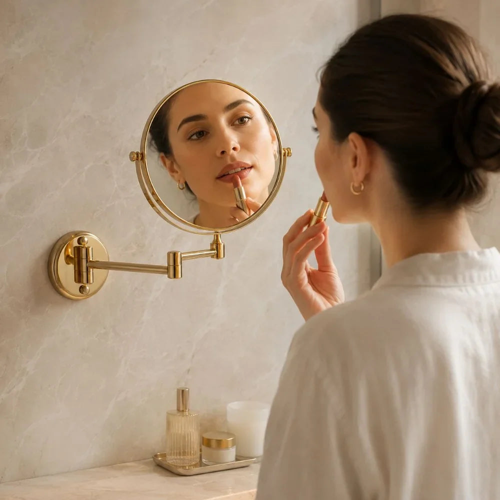 Wall Mounted Double Sided Makeup Mirror – Extending Folding Dual-Arm Bracket - Tegulane Global