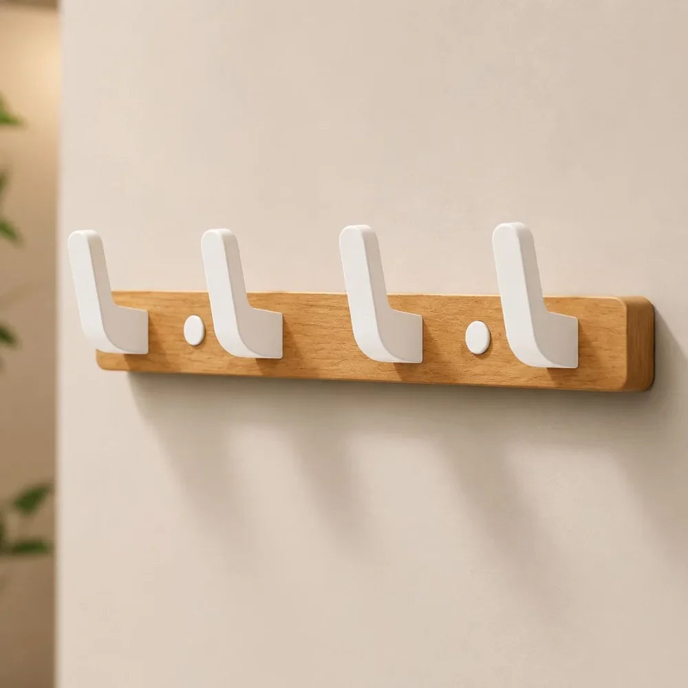 Walnut Wood Wall Hooks Rail - Hooks Coat Hat Hanger - Tegulane Global