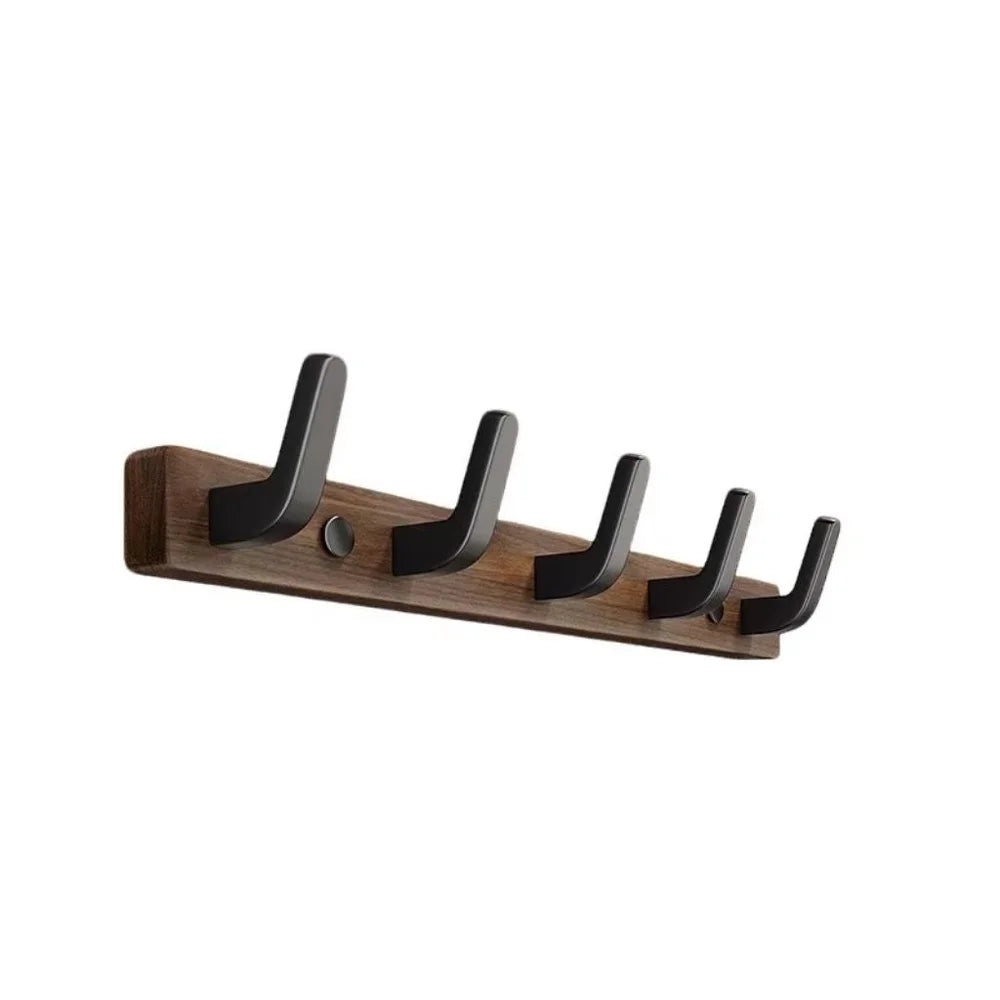 Walnut Wood Wall Hooks Rail - Hooks Coat Hat Hanger - Tegulane Global