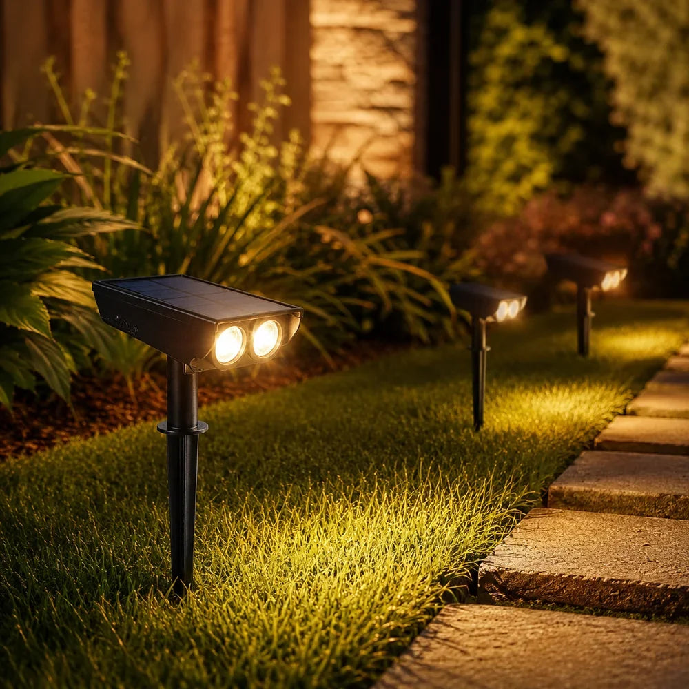 Waterproof LED Solar Spotlight Set - Multi-Zoom Landscape Lighting - Tegulane Global